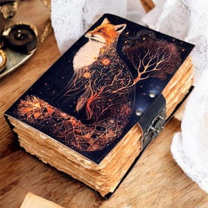 Diario de piel de zorro hecho a mano: cuaderno de bocetos vintage con bordes deshilachados