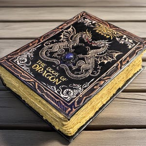 Embossed Double Dragon Leather Journal: Handmade Spell Book of Shadows
