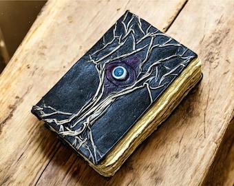 Handmade Tree of Life Leather Journal, Embossed Vintage Notebook, Refillable Sketchbook
