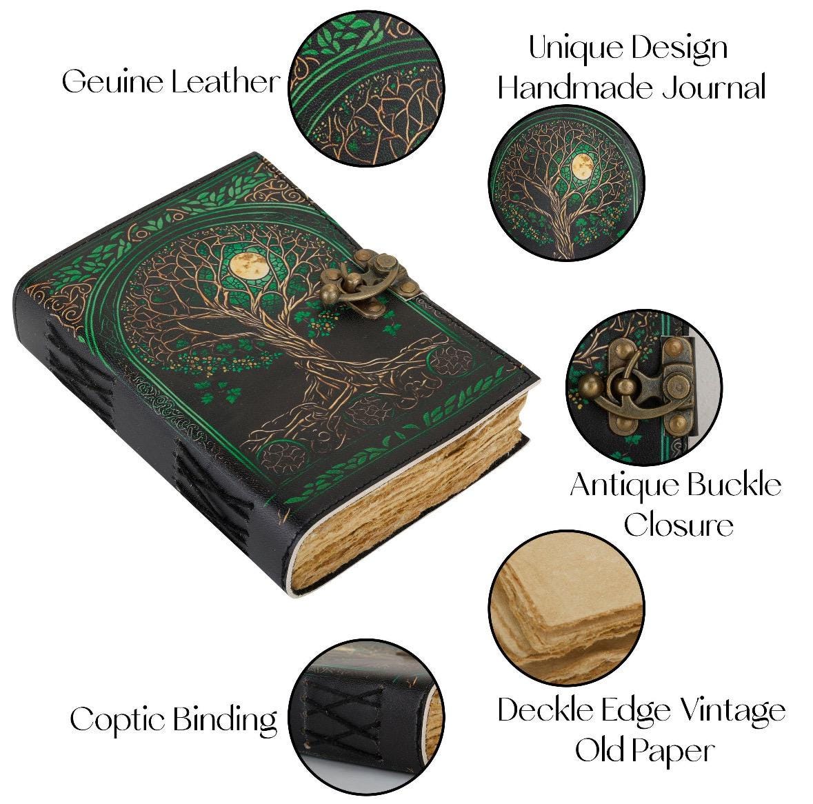 Tree of Life Leather Journal | Handmade Embossed Rustic Diary | Gift ...