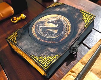 Dragon Leather Journal, DND Notebook, Handmade Spell Book, Fantasy Grimoire, Book of Shadows