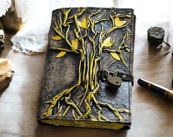 Tree of Life Leather Journal | Hand Embossed Vintage Notebook With 200 Pages