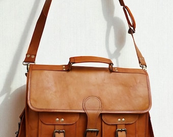Personalized Leather Messenger Bag, Vintage Handmade Laptop Briefcase for Men, Rustic Leather Shoulder Bag, Custom Leather Office Bag