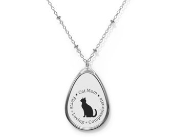 Cat Mom Oval Necklace