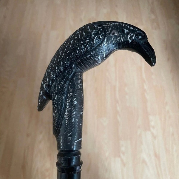 Rare Victorian RAVEN Handcrafted Walking Stick Cane-AL Steampunk Handle Walking Wooden Cane-Best Collectible Gift Walking Cane Gift