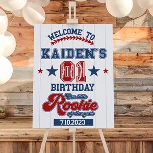 Editable Rookie of the Year First Birthday Welcome Sign, 1st Baseball Party Decor, Boys Party Decor, Instant Download, Printable RK01