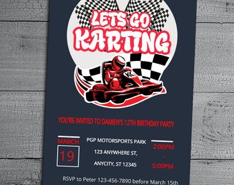 Go Kart Birthday Party Invitation | Racing Birthday Invite | Indoor Arcade birthday | Boys Birthday Invite | Sports Invitation