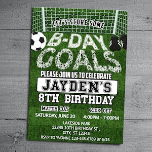 Soccer Birthday Invitation, Editable Boys Printable Invite, Sports Party Digital Download, Football Theme Template, Game Day Pitch Party