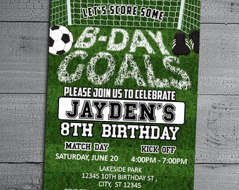 Soccer Birthday Invitation, Editable Boys Printable Invite, Sports Party Digital Download, Football Theme Template, Game Day Pitch Party