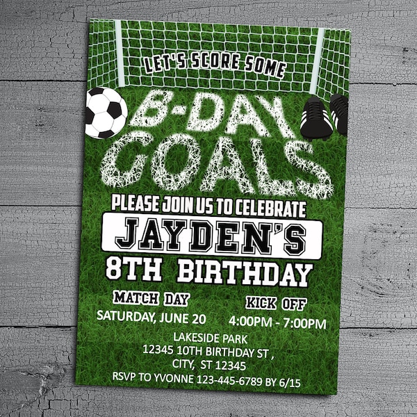 Soccer Birthday Invitation, Editable Boys Printable Invite, Sports Party Digital Download, Football Theme Template, Game Day Pitch Party
