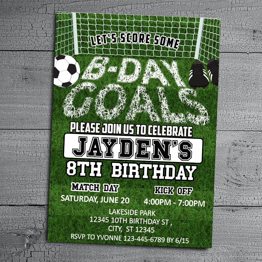 Soccer Birthday Invitation, Editable Boys Printable Invite, Sports Party Digital Download, Football Theme Template, Game Day Pitch Party