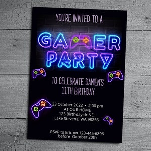 Gaming Birthday Party Invitation, Video Game Birthday Party Invite, Gaming Truck Birthday Invitation, Gamers Birthday Party
