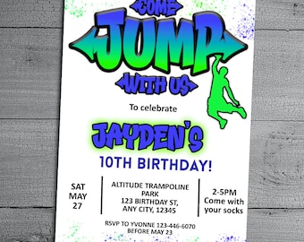 Trampoline Park Birthday Party Invitation | Trampoline Park Invite | Jumping Party Invitation | Trampoline Park |