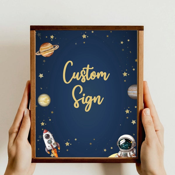 First Trip Around the Sun Outer Space Birthday Party Custom Sign, Editable Table Poster 1st Boys Display, Astronaut Theme Printable - FT01