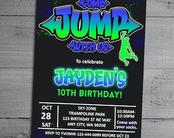 Trampoline Park Birthday Party Invitation | Trampoline Park Invite | Jumping Party Invitation | Trampoline Park |