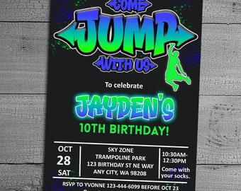 Trampoline Park Birthday Party Invitation | Trampoline Park Invite | Jumping Party Invitation | Trampoline Park |