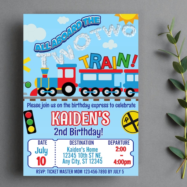 Editable Chugga Chugga Two Two Train Birthday Party Invitation, Boys Second Choo Choo Theme Invite, Instant Digital Download Printable