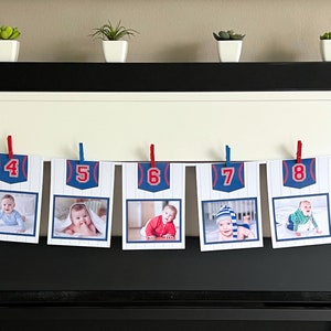 Bewerkbare rookie van het jaar eerste verjaardag foto banner, 1e honkbal maandelijkse foto banner, jaar foto's, mijlpaal foto decor RK01