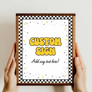 Cartello personalizzato per festa One Happy Dude, poster fulmine modificabile per festa per il 1° compleanno di ragazzi, fantastico download digitale retrò della prima faccia sorridente OHD1
