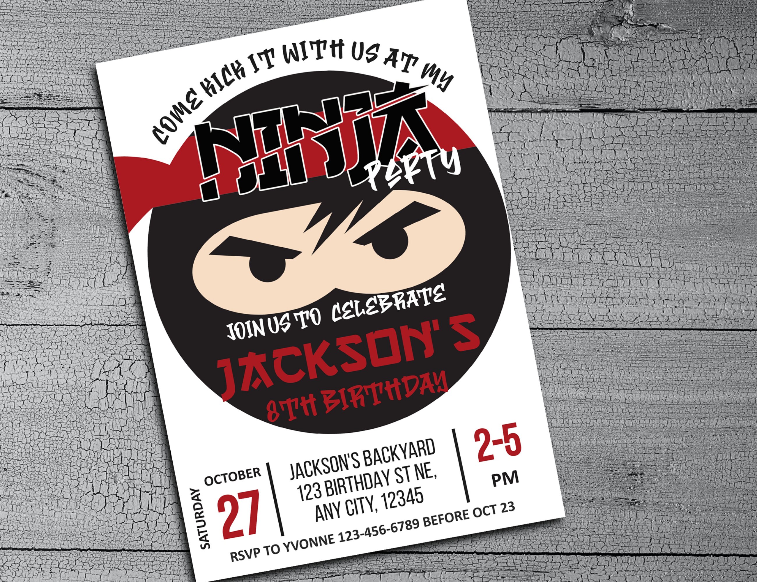 Ninja Birthday Party Invitation Editable Kids Ninja Party - Etsy