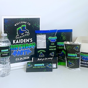 Editable Skate Birthday Party Favor Bundle for Boys Skating Party, Matching Decor for Party Invite Template, Instant Digital Download
