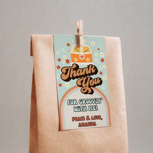 Groovy One Danke Karte für Mädchen Retro 70er Jahre Mottoparty, 60er Jahre Cooles Bild, Babe im Vintage Stil, Van Invite Dekor, Digital Download GO1