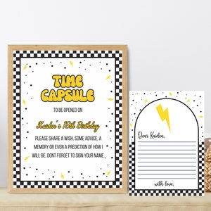 Insegna della capsula del tempo One Happy Dude, poster modificabile con faccina sorridente per la festa del 1° compleanno di un ragazzo, fantastico download digitale retrò del primo fulmine OHD1