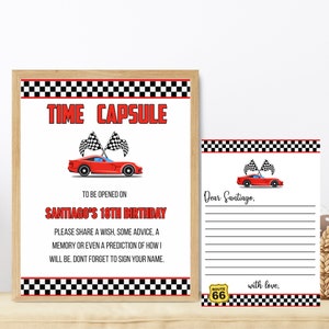 Cartello modificabile Fast One Racing Car Birthday Time Capsule, primo poster a tema, 1° compleanno per ragazzi, download digitale FO1