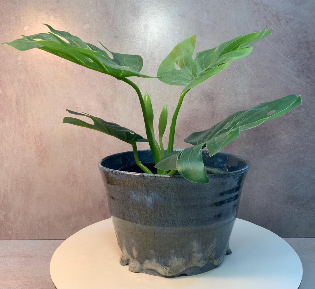 Handmade Blue Stoneware Pottery Planter, Wheel Thrown, 5.75" - Etsy