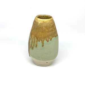 Small green and gold flower vase, handmade