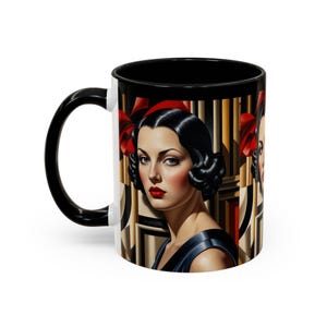 Coffee Mug, Art Deco Inspired Tamara Lempicka Design, 1930s Style Mug, Unique Tea Cup, Retro Kitchen Decor, Gift for Vintage Art Lovers