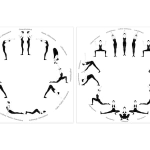 Sun and Moon Salutation/ Downloadable Digital Print/ Surya Namaskar/ Chandra Namaskar/ Asanas/ Yoga Poses/ Digital Print/ Wall Art/ Yoga