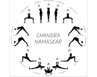 Moon Salutation/ Chandra Namaskar/ Downloadable Digital Print/ Asanas/ Digital Print/ Wall Art/ Yoga