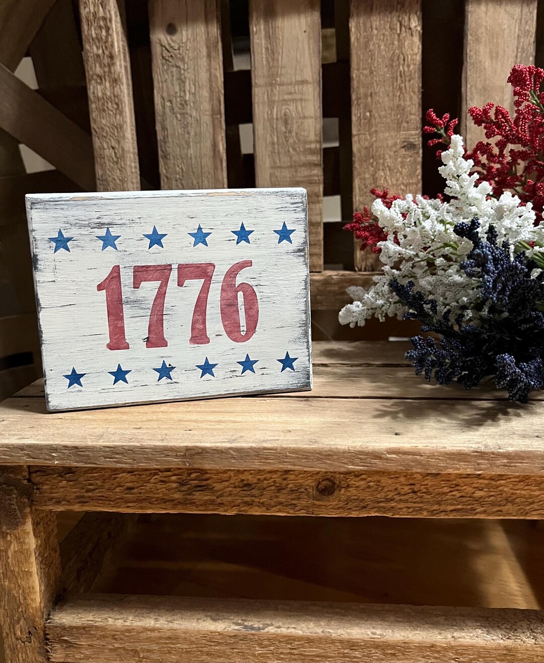 Rustic Wooden 1776 Sign, Patriotic Tier Tray Decor - Etsy