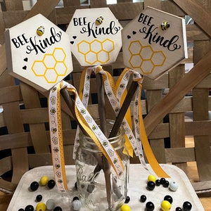 Bee Kind Wooden  Wands /Tier Tray Decor/Bee themed/Farmhouse/Small Wooden Bee Decor