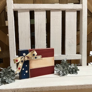 Patriotic/American Flag/Tier Tray Decor/Red, White & Blue/Independence Day/4th of July/Farmhouse/Small Wooden Patriotic Decor