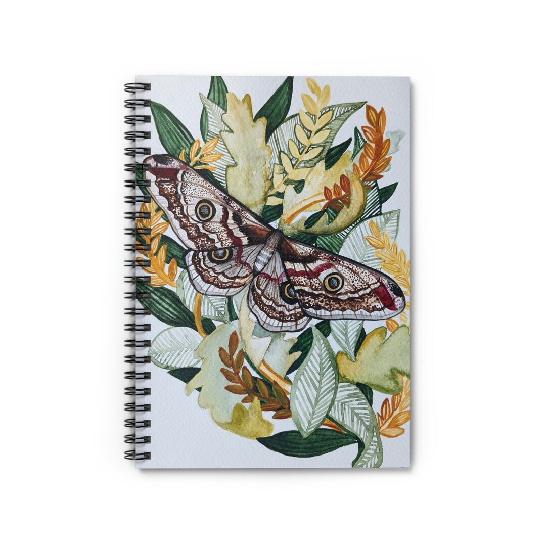 Moth Notebook Earth Toned Moth Spiral Notebook - Ruled Line - Etsy