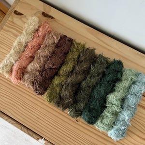 LINEN FRIZZ RIBBON 100g || Full Size Skein - Recycled Art Yarn Fuzzy Ribbon Macrame Weaving Macraweave Tapestry Eco Friendly Sustainable