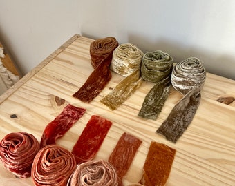 FRAYED VELVET RIBBON || Frayed Edge Soft Velvet Ribbon | Weaving Macrame Textile Art Fabric Macraweave Embroidery - sold by the yard