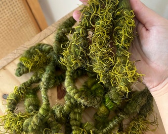 Spanish Moss Art Yarn // Handspun Core Spun Textured Coils - Weaving Tapestry - Earth Greens Organic Natural Plant 2 Yards - *Made To Order*