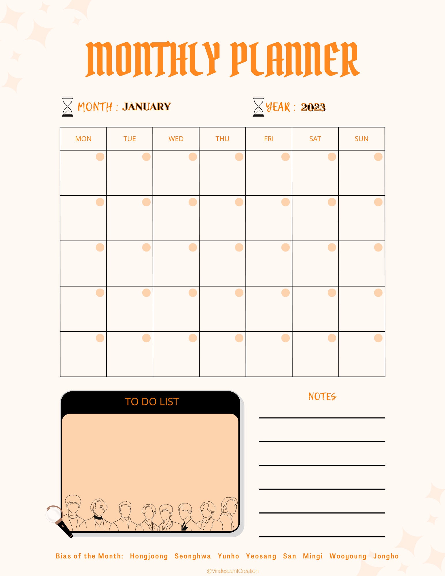 Kpop | Ateez Inspired Monthly Printable Planner 2024 | Instant Digital ...