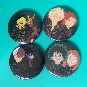 MHA Hero Anime Buttons| 2.5&quot; Buttons 4-Count