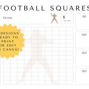 PRINTABLE Football Squares for Football Pool Betting Squares Super Bowl ...