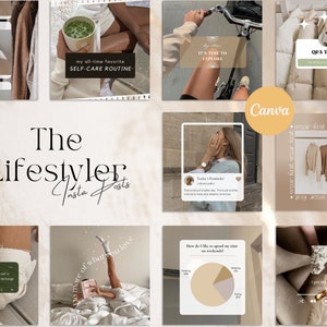 120 Neutral Instagram Templates | Blogger Lifestyle Instagram Posts | Canva Templates | Instagram Booster
