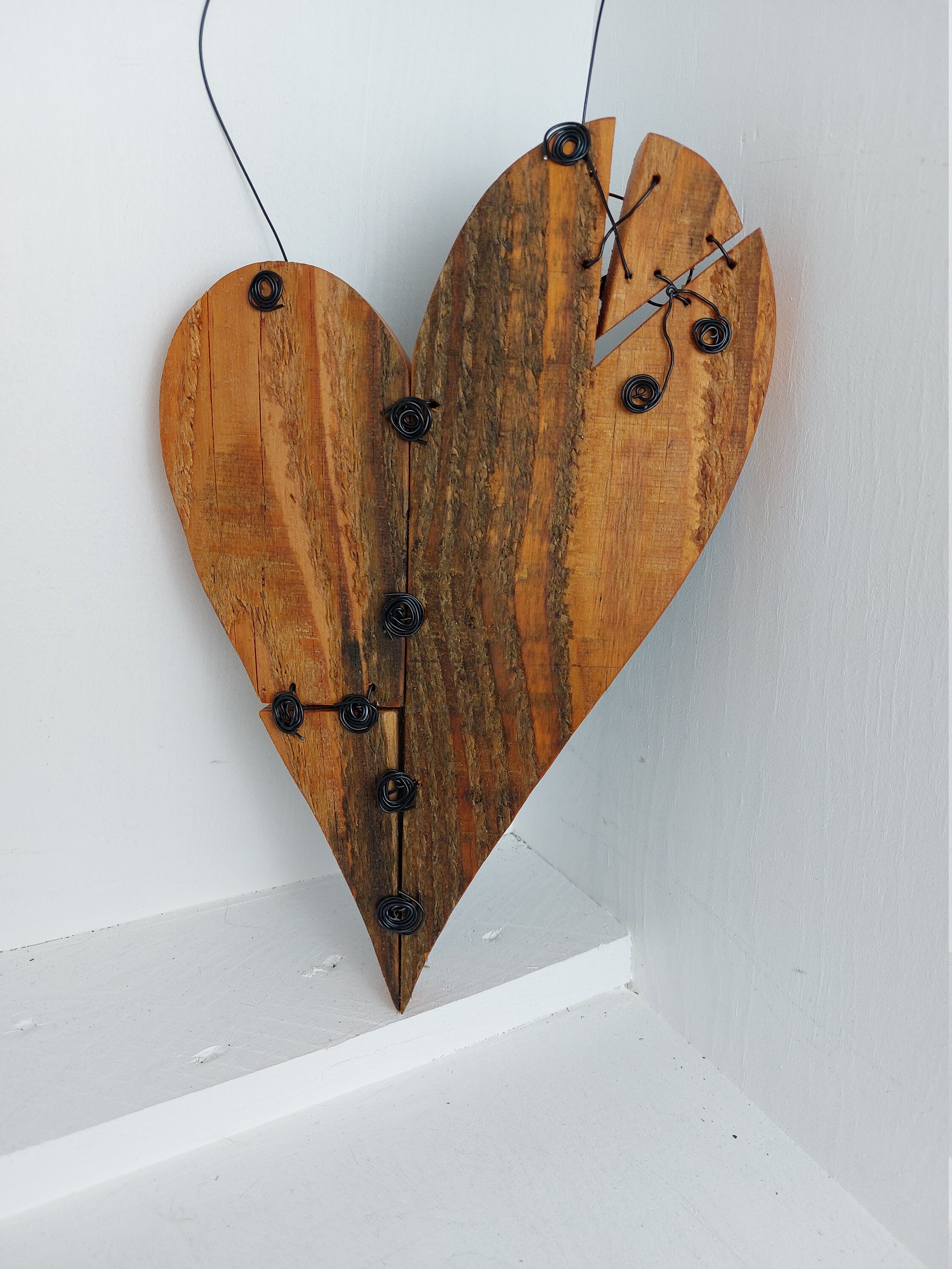 Heart Made of Wood broken Heart Wooden Heart Etsy