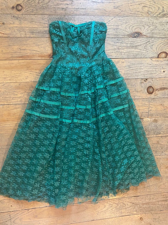Vintage Green Lace Party Dress Etsy