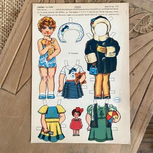 Plakat, dekoracja ścienna w stylu vintage, stara gra w wycinanie lalek, lata 60-te