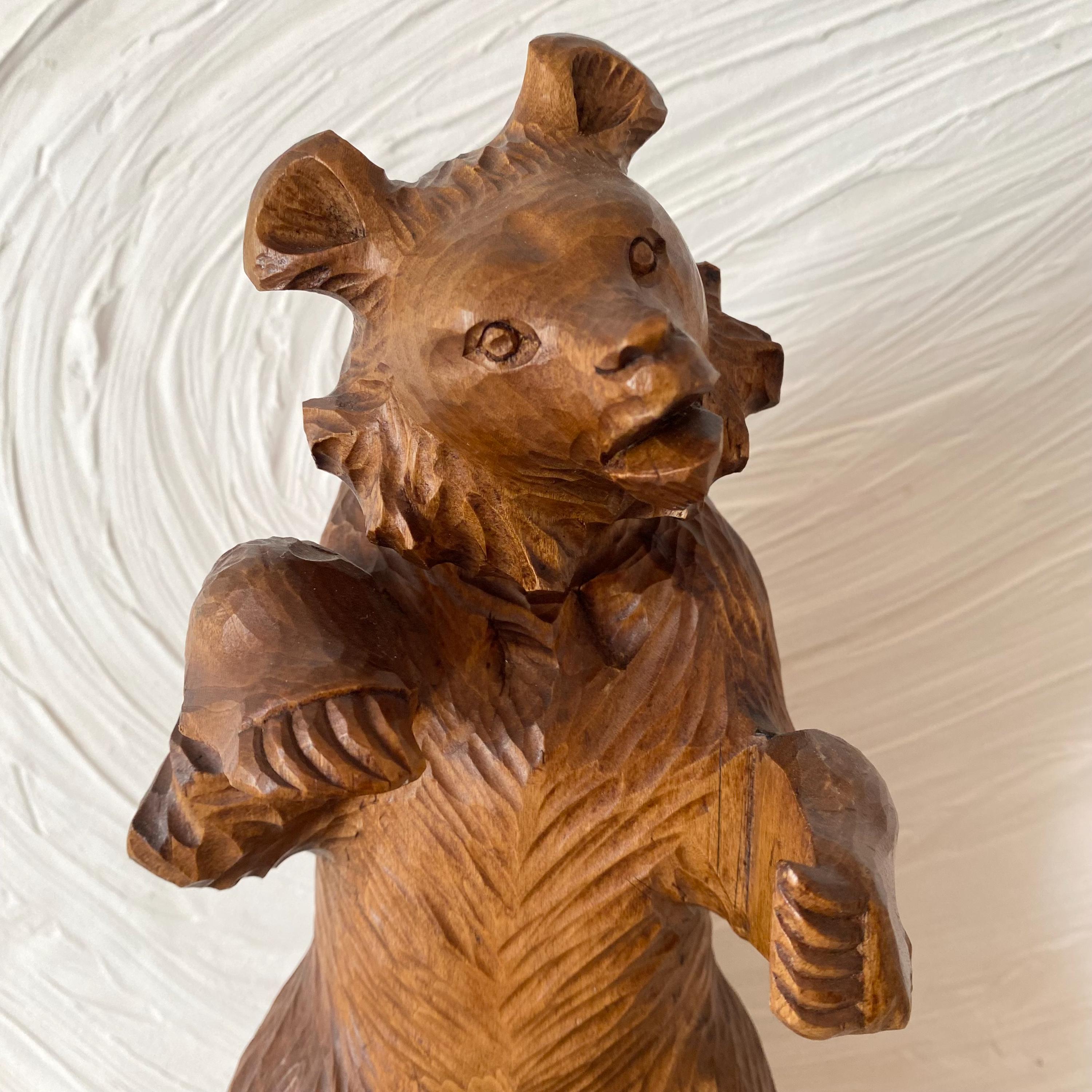Carved wooden bear - Black Forest - 26 cm - Folk art early 20th century, Carved wooden bear - Black Forest Folk art early 20th century
