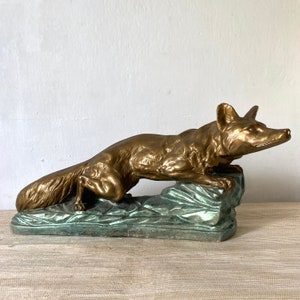 Gipsen vosbeeld uit de jaren 50, retro dierendecoratie