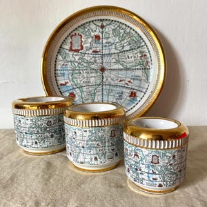 Set de bureau vintage en céramique Décor carte du monde Italie